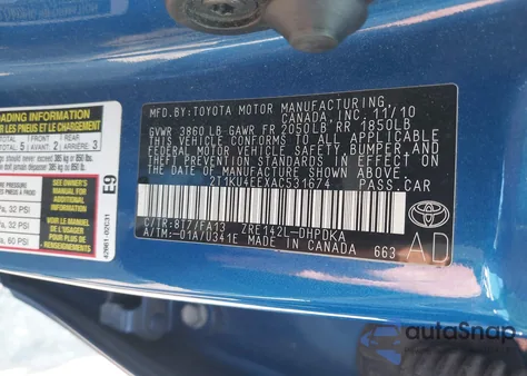 2010 Toyota Matrix from USA, damaged, VIN 2T1KU4EEXAC531674